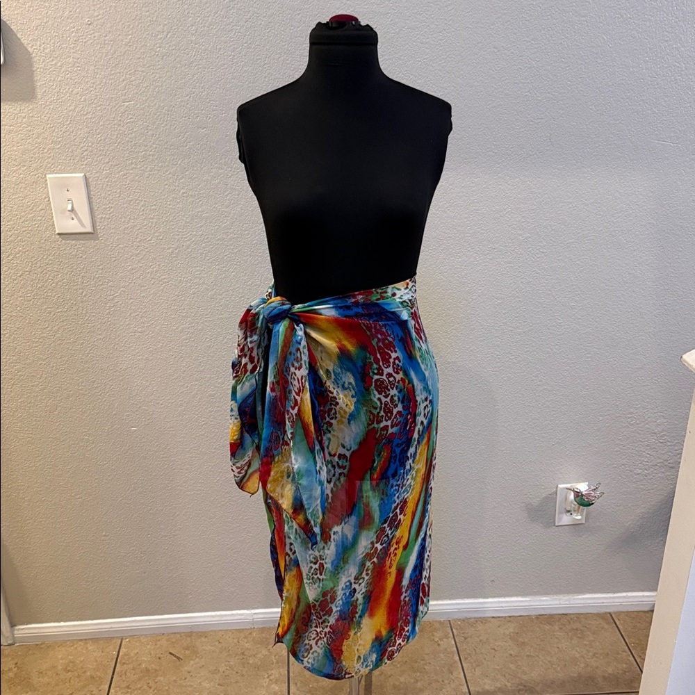 Versatile Colorful Watercolor Animal Print Lightweight Kimono or Sarong - Picture 6 of 7